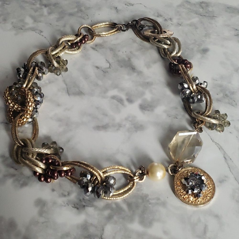Unique Faux Gemstone Chain Necklace‎